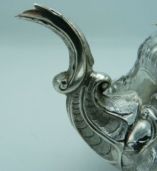 William IV Antique 19th Century Solid Silver Teapot 1833 Pheasant Scenes Crest 6