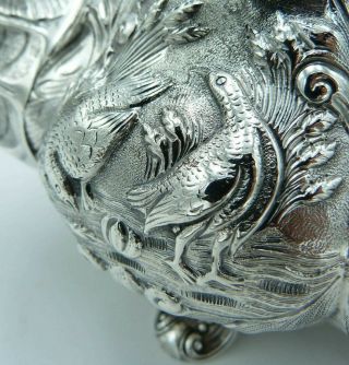 William IV Antique 19th Century Solid Silver Teapot 1833 Pheasant Scenes Crest 7