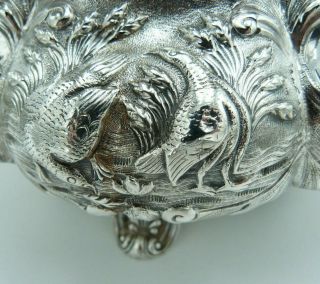 William IV Antique 19th Century Solid Silver Teapot 1833 Pheasant Scenes Crest 9