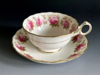 Antique Cauldon Ltd England Teacup And Saucer Rose Pottern Early 1900s