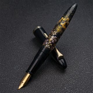 Sailor Vintage Japanese Urushi Makie Ebonite Fude Mf Nib Fountain Pen