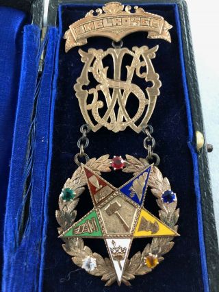 1893 Antique Masonic Order of the Eastern Star 14k Jewel Medal with case.  22.  6g. 2