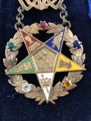 1893 Antique Masonic Order of the Eastern Star 14k Jewel Medal with case.  22.  6g. 3