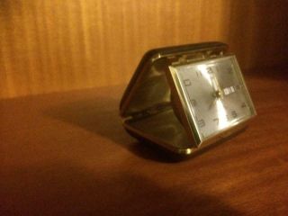 Clock - Vintage Big Travel Clock Alarm Calendar Date - Citizen Black gold trim 3