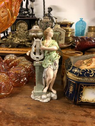 Antique Meissen Porcelain Figure Figurine Cupid Sharpening His Arrows
