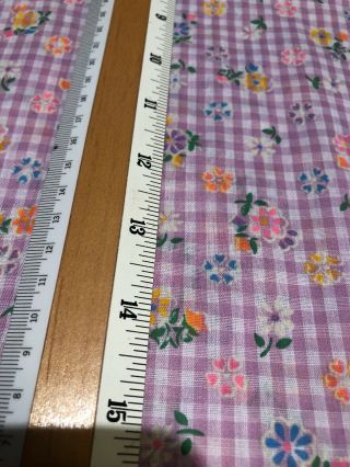 Vintage 70 ' s Purple Plaid Flowered Neon Fabric 2 Yards 44 Inches Wide 7