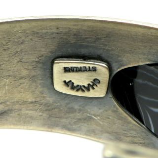 Vintage Maxwell Chayat Sterling Silver Black Agate Heavy Bracelet RARE 3