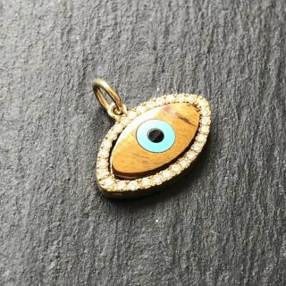 Vintage Diamond and Gem Set 18 Karat Gold Evil Eye Pendant 2