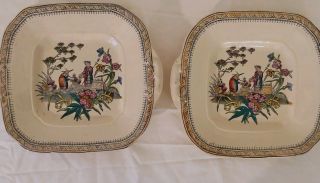 1800s Chang Edge Malkin Porcelain Handpainted Plate Set.