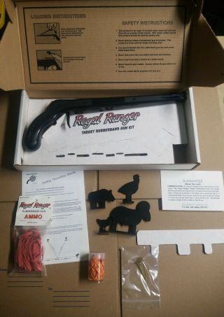 Regal Ranger Rubberband Gun Kit Six Shot Repeaters Metal Targets Vintage