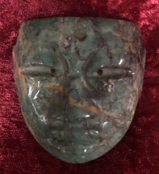 Pre - Columbian Mayan Jade Mask Maskette Pectoral 2