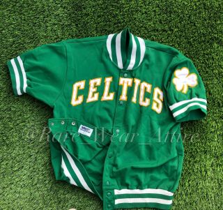 Vintage Boston Celtics Sand Knit Pro Cut Team Issued Warm Up Jersey Sz 44 1988