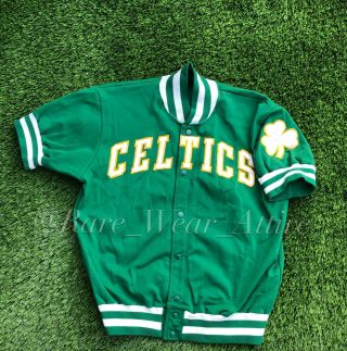 Vintage Boston Celtics Sand Knit Pro Cut Team Issued Warm Up Jersey SZ 44 1988 2