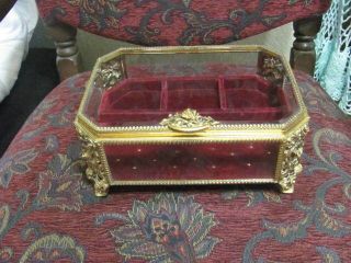 Vtg Matson Large Gold Ormolu Casket/jewelry Box 10 ",  7.  5 ",  4.  5 ".