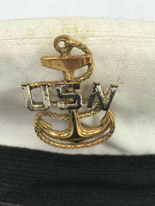 WWII US Navy Chiefs Dress Hat - Named 2