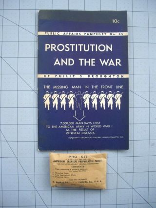 World War Ii Prostitution Pamphlet 1942,  Pro Kit Chemical Prophylactic Packet