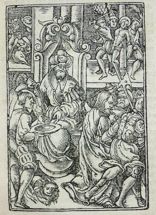 1541 Regnault Bible - Fine Rubricated Woodcut Leaf - Jesus Arrested