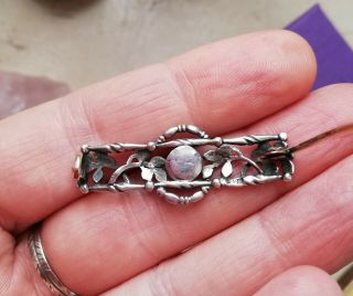 JESSIE M KING c1910 Arts and Crafts silver and enamel leaves brooch with pearl 9