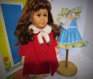 Auburn Piggy Chatty Cathy Hf Doll Talks Mattel Vtg Red Velvet Dress Coat Plus,