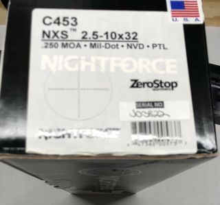 Rare Nightforce NXS 2.  5 - 10x32 MOA/Mil - dot Zero Stop PTL Mk12 Mod 1 C453 2