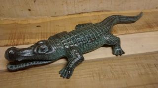 Cast Iron Nautical Florida Gator Cute Statue For Your Garden Or Pool Side Pond