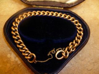 Antique 1901 - 1910 Edwardian 9ct Rose Gold 7” Curb Link Bracelet Padlock Availabl