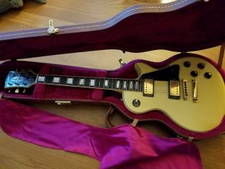 Vintage Gibson Les Paul Custom (white But Aged Yellow) W/hardcase