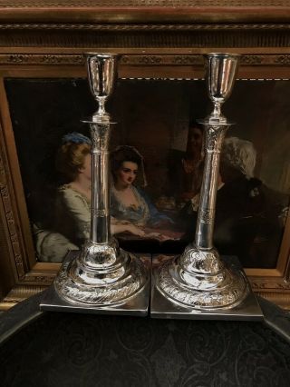 Antique 19th Century Russian Solid Silver Carved Candlesticks Scrap 738.  5 Grams