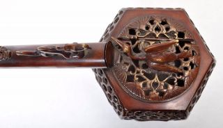 Fine antique Japanese Meiji bronze Yatata calligraphy brush holder ink pot 1850 10