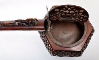Fine antique Japanese Meiji bronze Yatata calligraphy brush holder ink pot 1850 11