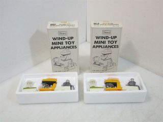 2x Vintage Sears Wind Up Mini Toy Appliances In Open