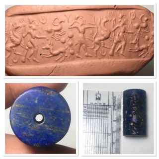 Rare Roman Greek lapis lazuli cylinder seal unique intaglio 3