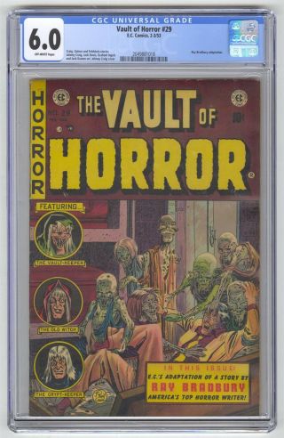 Vault Of Horror 29 Cgc 6.  0 Vintage Ec Comic Ray Bradbury Adaptation Gold 10c