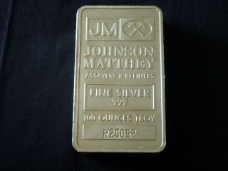 Vintage 100 oz Silver Bar - Johnson Matthey (Pressed) R25652 (no box) 2