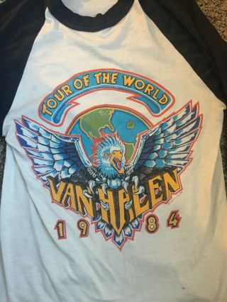 Vintage Van Halen T Shirt Tour Of The World 1984 Rock Concert Band Size Small 3