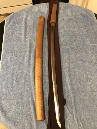 Early Edo Katana Signed With Hozon Papers In Gorgeous Tiger - striped Shirasaya 2