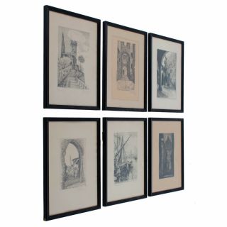 Set of 6 Italian Architectural/Street Scenes Antique Etchings 2