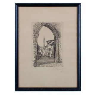 Set of 6 Italian Architectural/Street Scenes Antique Etchings 4