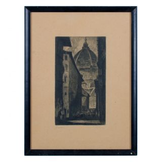 Set of 6 Italian Architectural/Street Scenes Antique Etchings 5