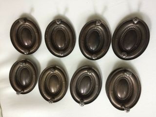 Set of 8 Vintage Oval Hepplewhite Style Brass Finish Drawer Pulls 2