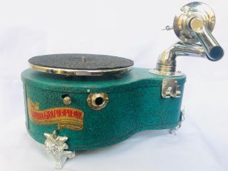 Antique Vintage Columbia Gramophone Toy Gramophone (green Color)