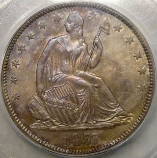 1857 Liberty Seated 1/2 Dollar Misplacedate Rare Wb 103 Mpd Icg Ms 63