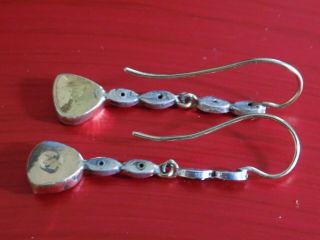 Fine Vintage 1.  5ct old mine rose cut diamond 9ct gold silver earrings 10