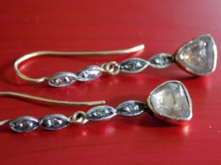 Fine Vintage 1.  5ct old mine rose cut diamond 9ct gold silver earrings 5