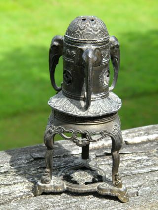 Antique Vantines Elephant Head Incense Burner (missing Cup)