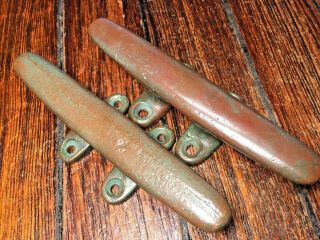 Vintage Old Solid Bronze Cleats 6 " Long Great Patina,  See Photos