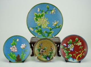 Group Of Four Japanese Cloisonne Dish Plate 20th Century