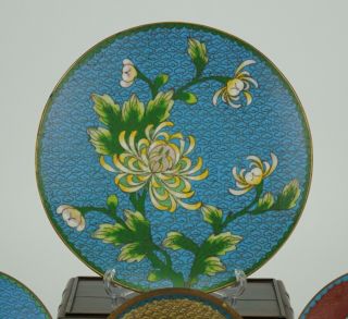 Group of FOUR Japanese Cloisonne Dish Plate 20th Century 2