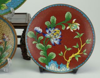 Group of FOUR Japanese Cloisonne Dish Plate 20th Century 5