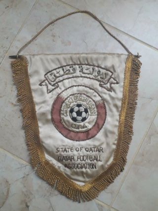 Very Rare Vintage Qatar Football Association Flag [golden Thread]